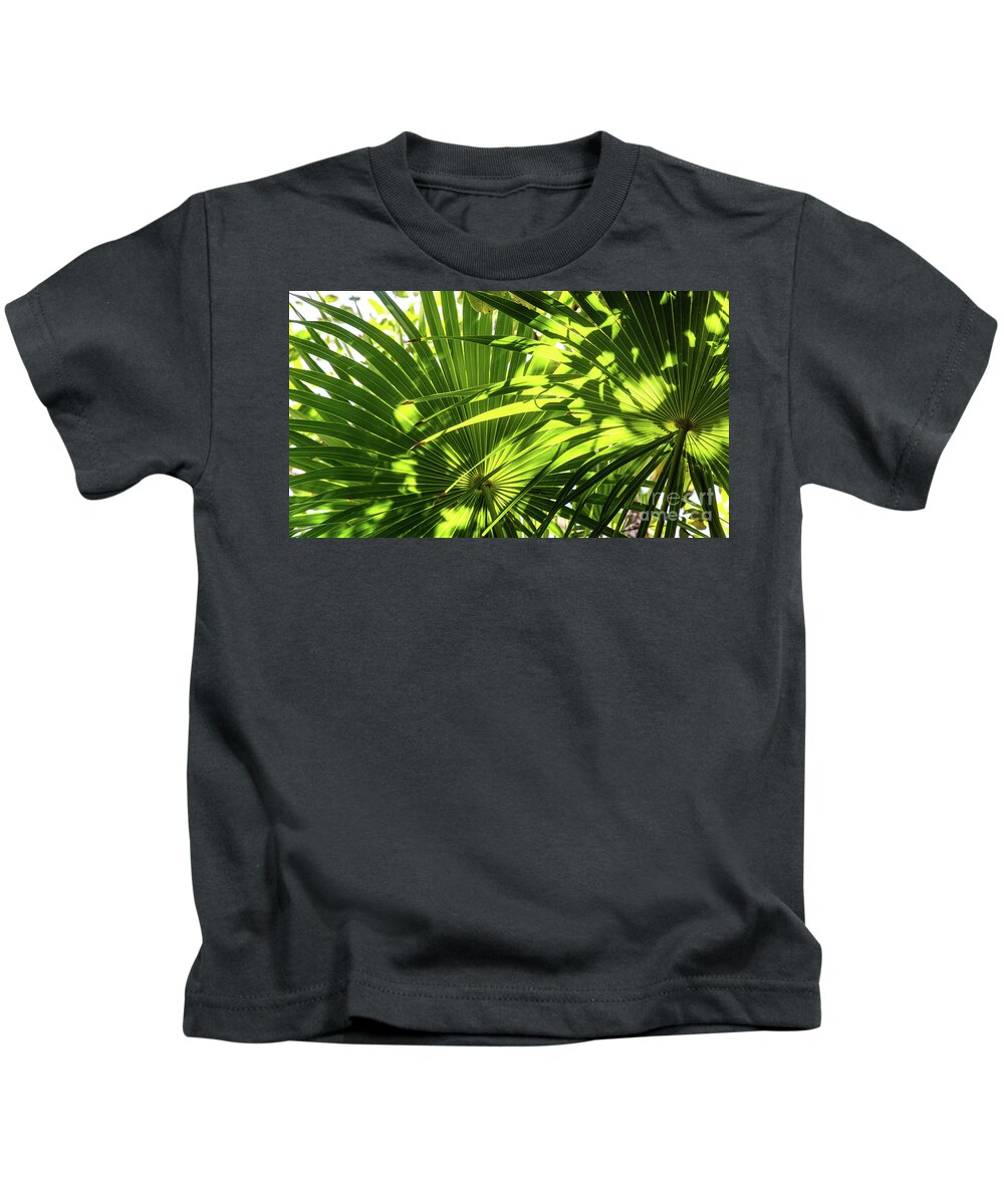 Leaves Kids T-Shirt featuring the photograph Palm Rythmn by Kathy Strauss