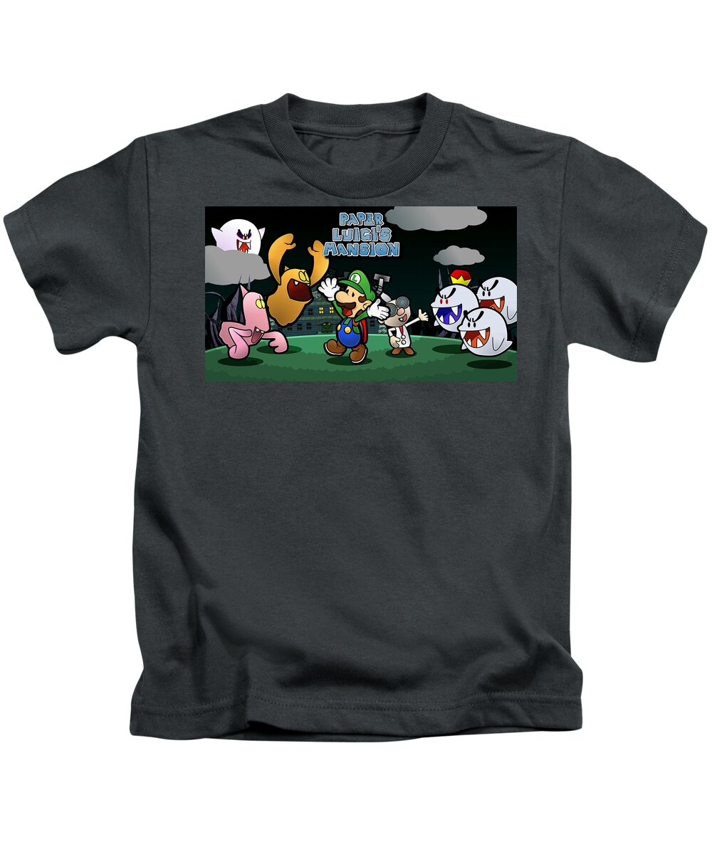 Paper Luigi Kids T-Shirt featuring the digital art Paper Luigi by Super Lovely