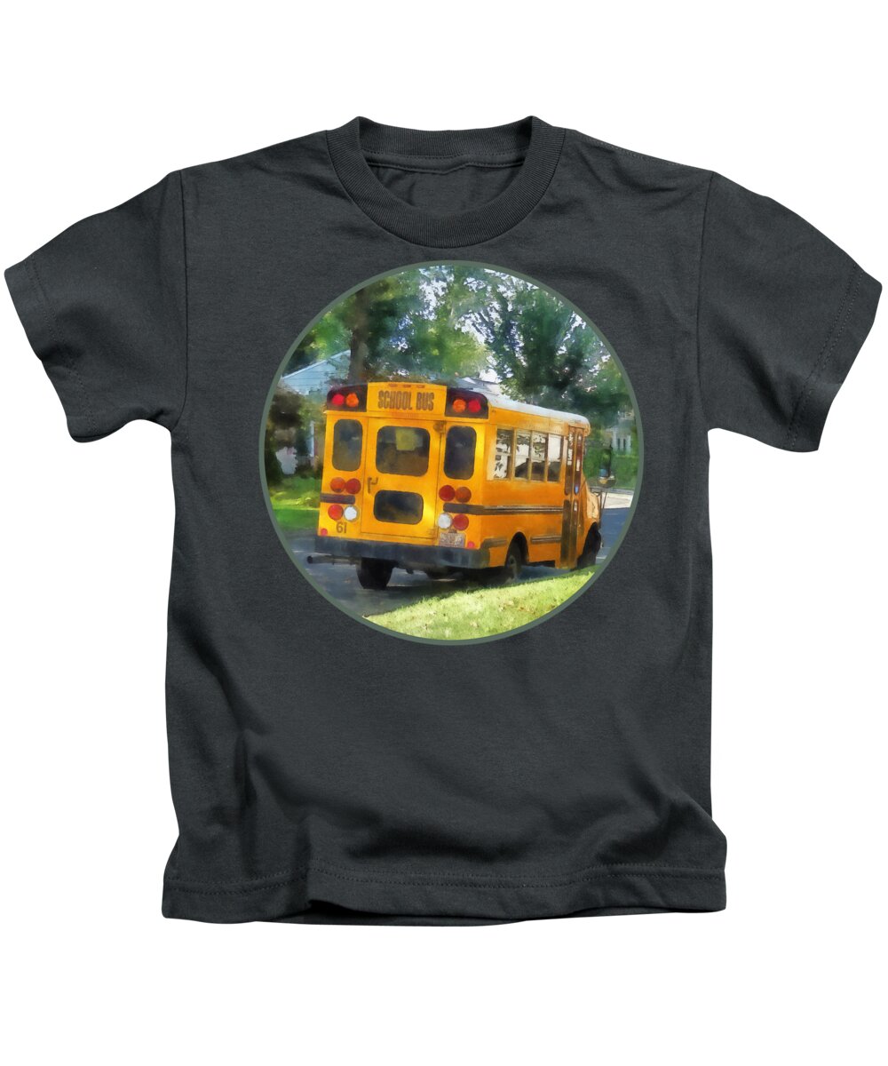 Bus Kids T-Shirt featuring the photograph Parked School Bus by Susan Savad