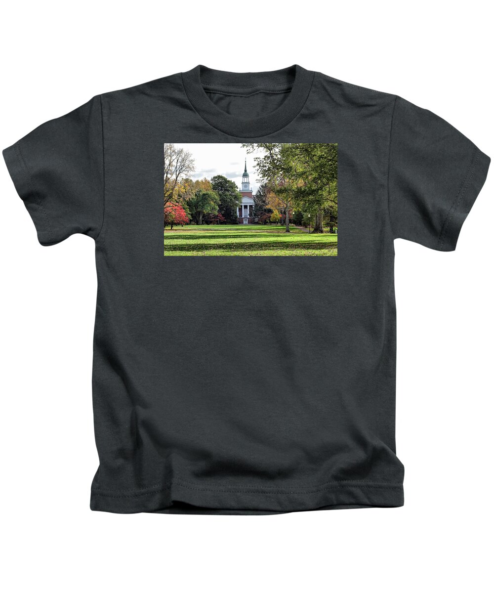 Parker Hall Kids T-Shirt featuring the photograph Parker Hall - Hanover College by Sandy Keeton