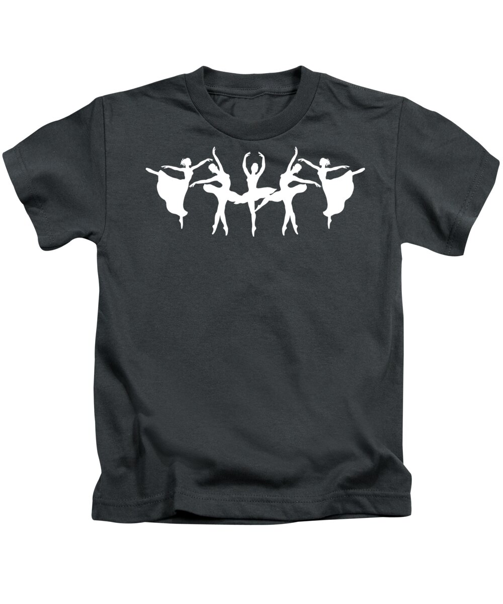 Passionate Kids T-Shirt featuring the painting Passionate Dance White Ballerinas Silhouettes by Irina Sztukowski