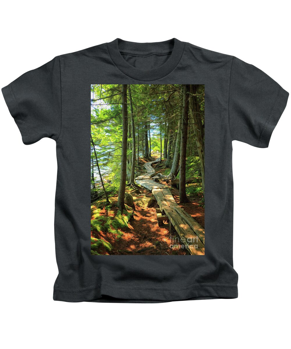 Elizabeth Dow Kids T-Shirt featuring the photograph Path Around Jordan Pond by Elizabeth Dow