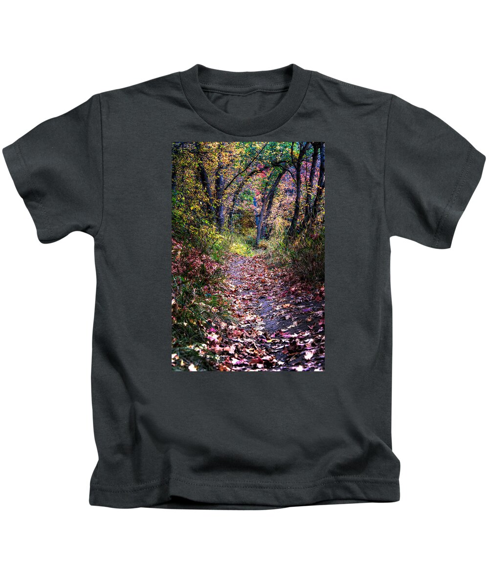 Fall Colors Kids T-Shirt featuring the photograph Path of Leaves by Michael Ash