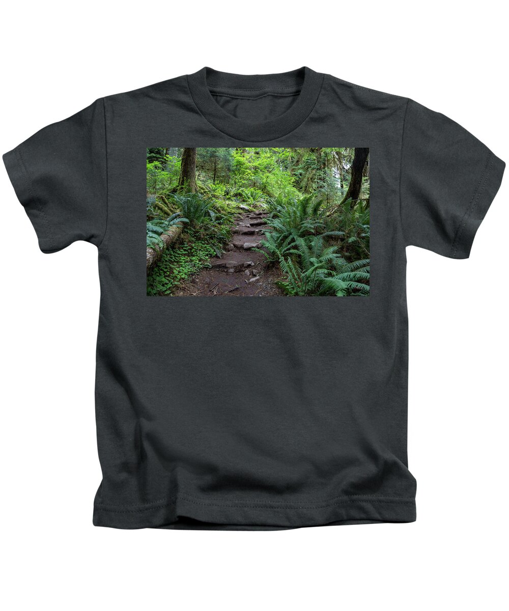 Ferns Kids T-Shirt featuring the photograph Pathway into the Forest by Roslyn Wilkins