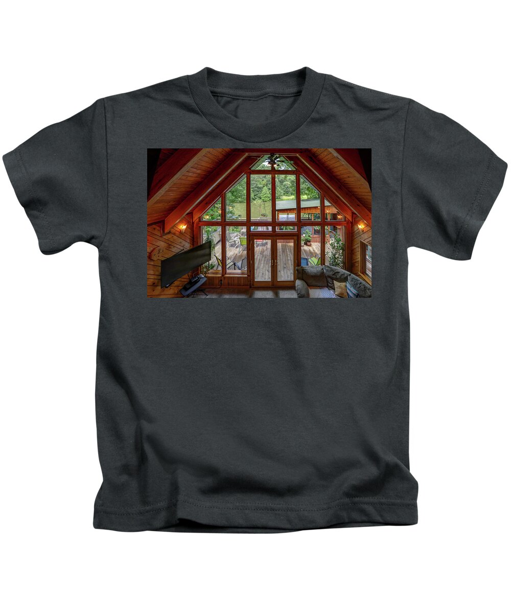 Real Estate Photography Kids T-Shirt featuring the photograph Patio view at Burns Rd by Jeff Kurtz