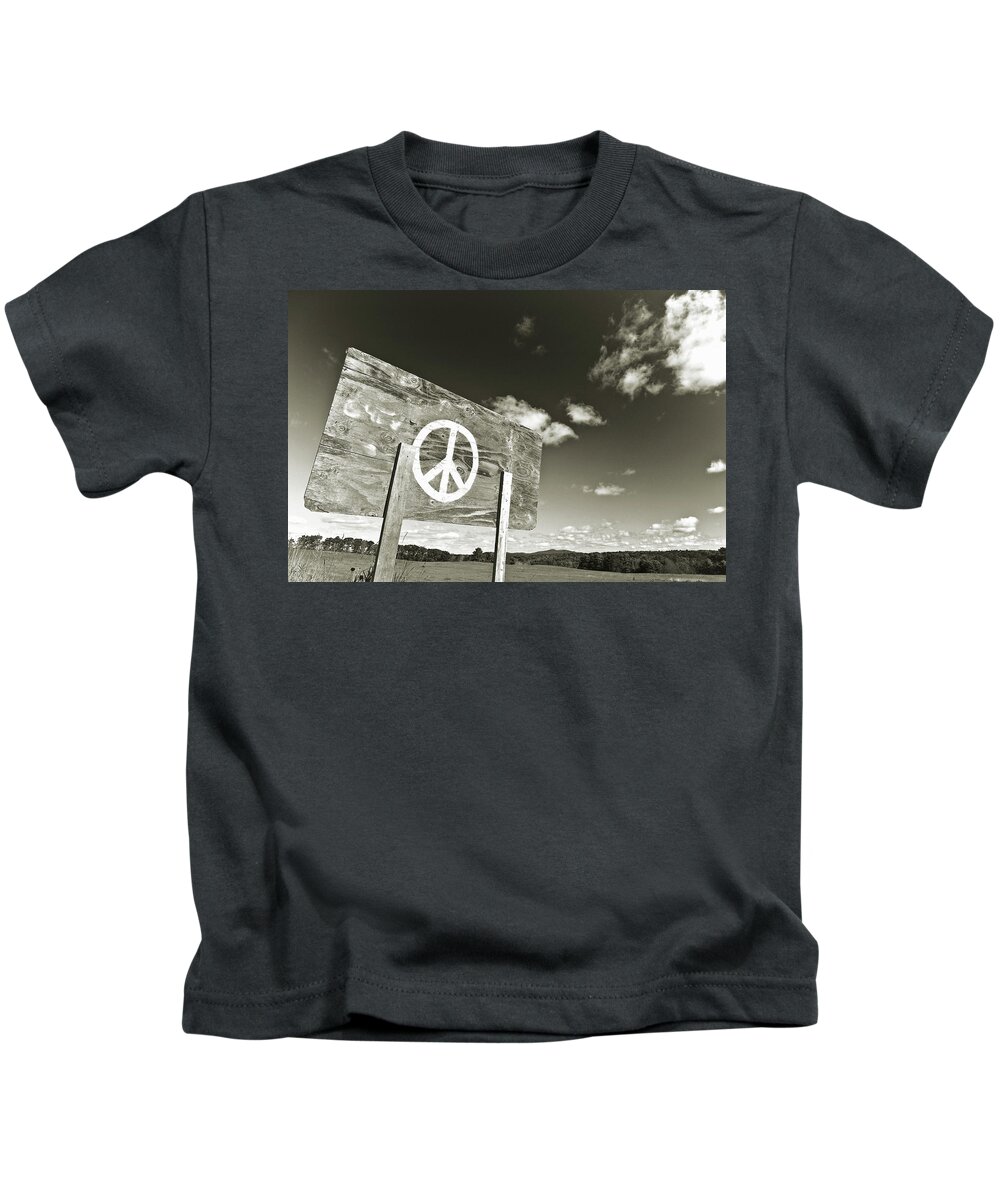 Vacationland Kids T-Shirt featuring the photograph Peace Sepia by David Smith