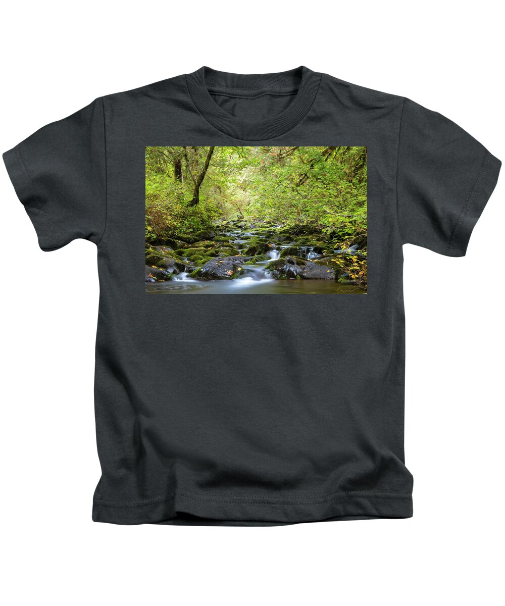 Willamette Valley Kids T-Shirt featuring the photograph Peaceful Stream by Catherine Avilez