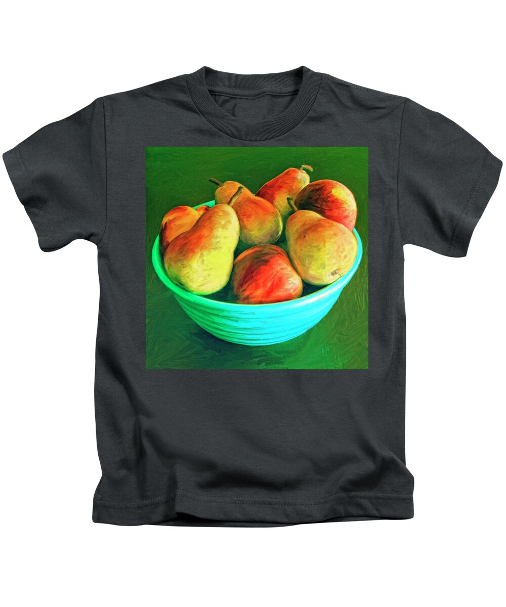 Peaches And Pears Kids T-Shirt featuring the painting Peaches and Pears by Dominic Piperata