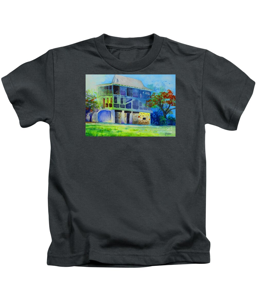 Pedro Castle Kids T-Shirt featuring the painting Pedro Castle Cayman by Jerome Wilson