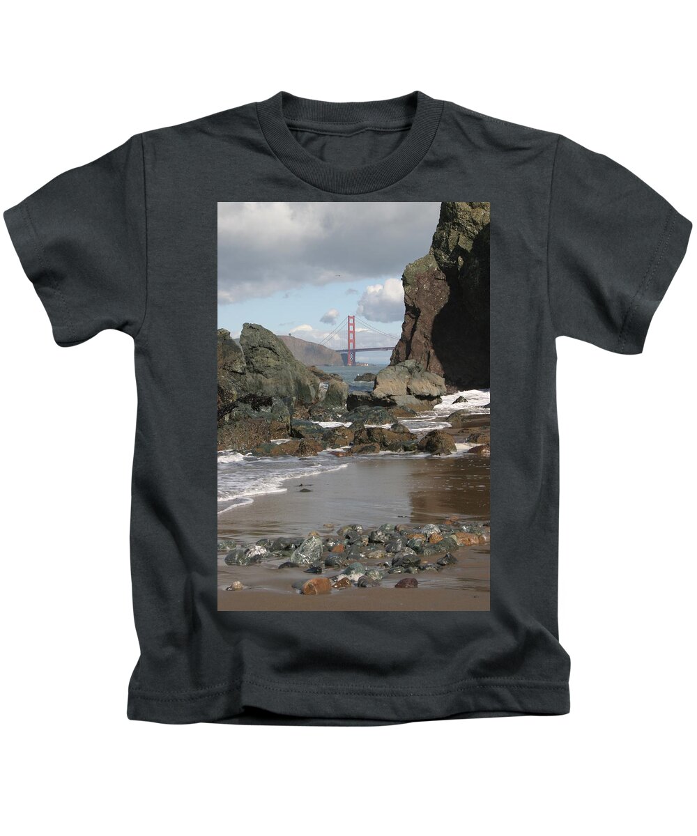 Golden Gate Bridge Kids T-Shirt featuring the photograph Peek-a-boo Bridge by Jeff Floyd CA