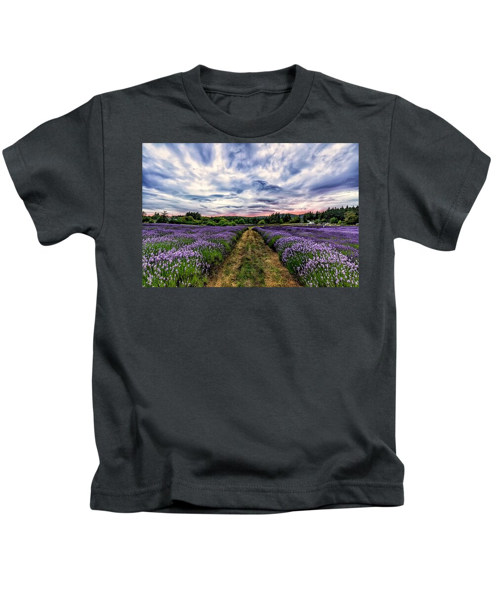 Friday Harbor Washington Kids T-Shirt featuring the photograph Pelindaba Lavender Farm by Thomas Ashcraft