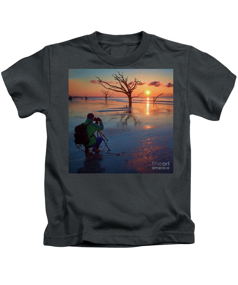 Botany Bay Kids T-Shirt featuring the photograph Photographers searching for composition I by Izet Kapetanovic