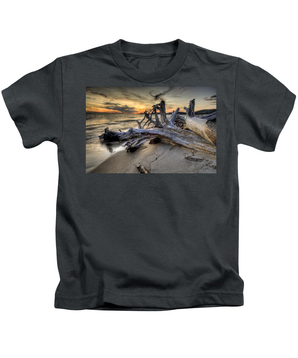 Lake Superior Kids T-Shirt featuring the photograph Pic Driftwood by Doug Gibbons