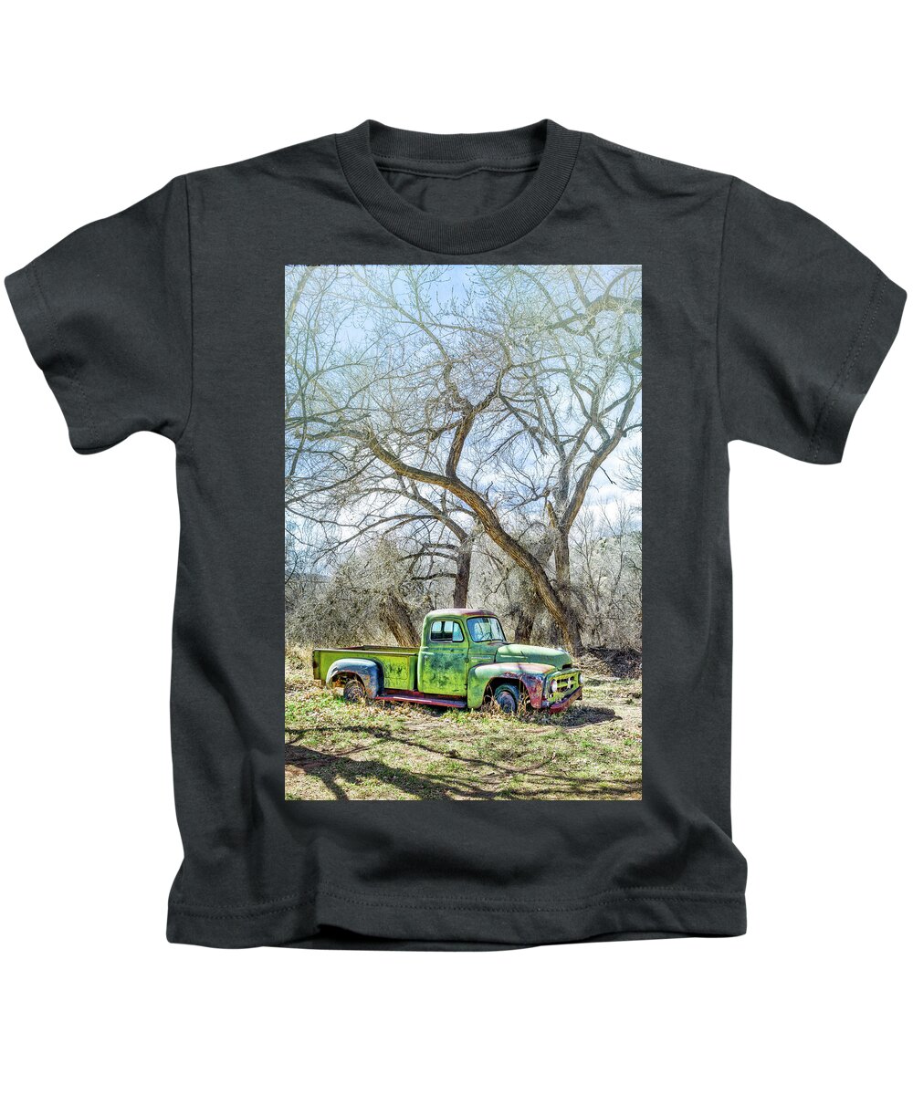 Abiquiu Kids T-Shirt featuring the photograph Pickup under a tree by Robert FERD Frank