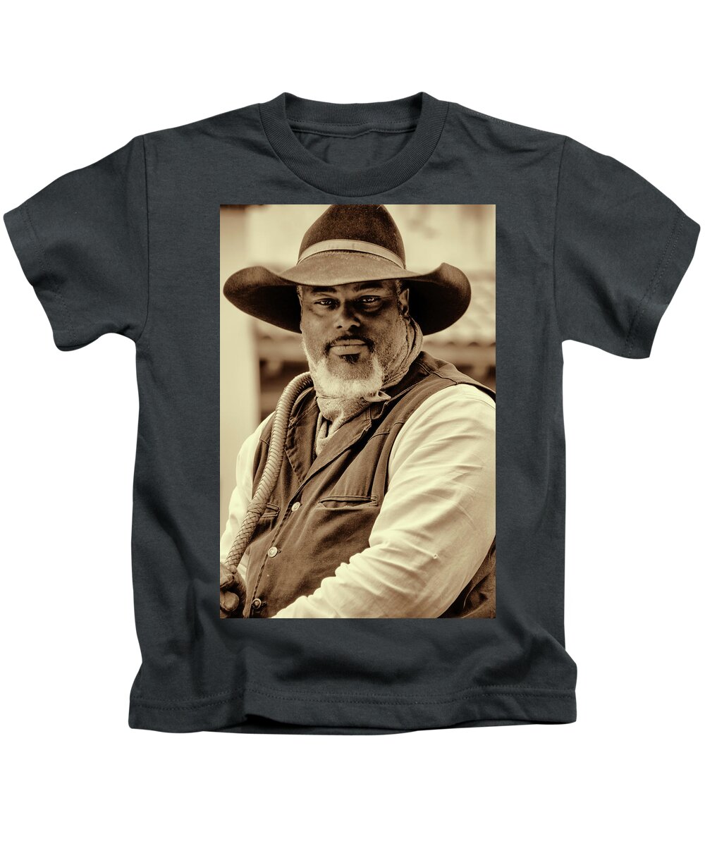 Cowboy Hat Kids T-Shirt featuring the photograph Piercing Eyes of the Cowboy by Jeanne May