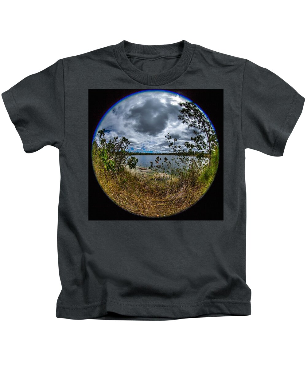Fisheye Kids T-Shirt featuring the photograph Pine Glades Lake 18 by Michael Fryd