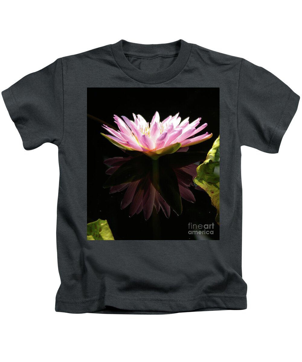Pink Kids T-Shirt featuring the photograph Pink Reflection Lotus Waterlily by Jackie Irwin