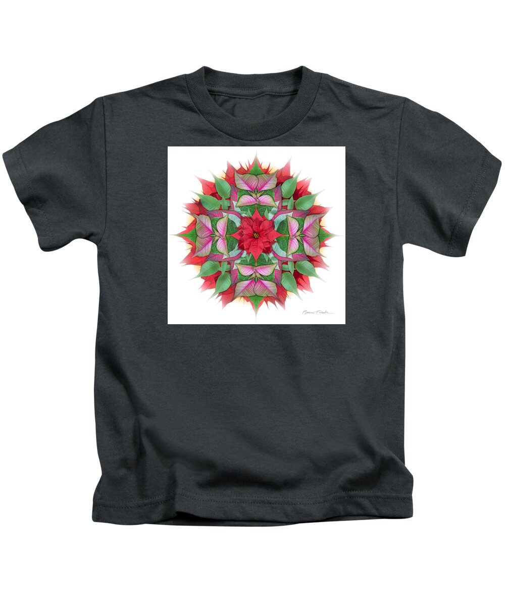 Holiday Kids T-Shirt featuring the photograph Poinsettia Mandala by Bruce Frank
