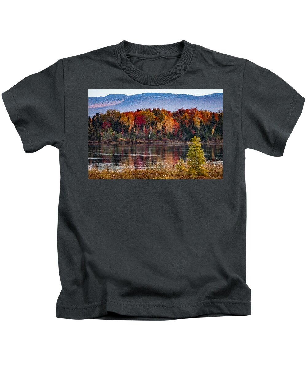 Pondicherry Wildlife Conservation Kids T-Shirt featuring the photograph Pondicherry fall foliage reflection by Jeff Folger