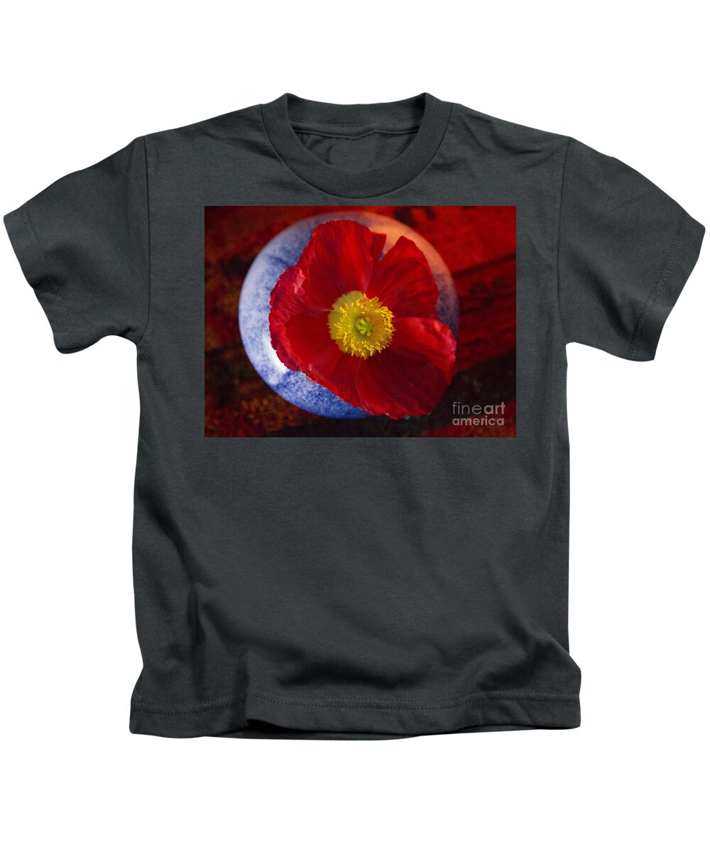 Red Kids T-Shirt featuring the photograph Poppy on Orange by Jeanette French