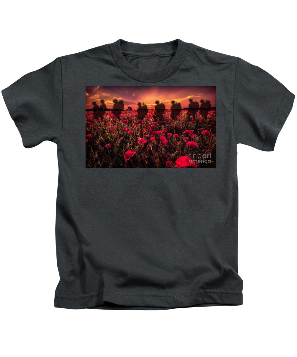 Soldier Kids T-Shirt featuring the digital art Poppy Walk by Airpower Art
