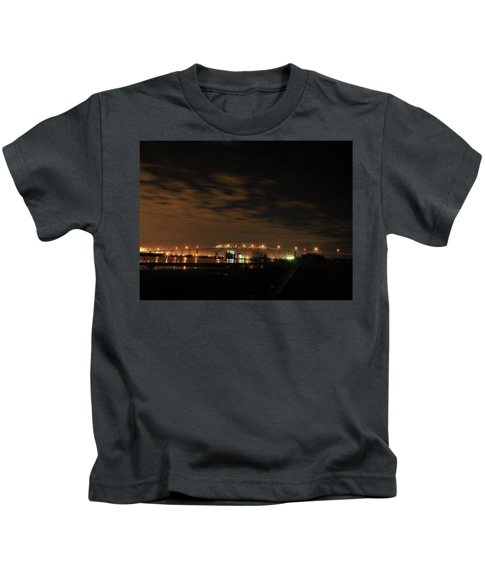 Port Arthur Kids T-Shirt featuring the photograph Port Arthur MLK Bridge by Jerry Connally