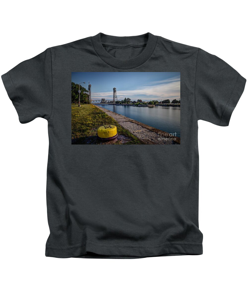 Bridge Kids T-Shirt featuring the photograph Port Colborne by Roger Monahan