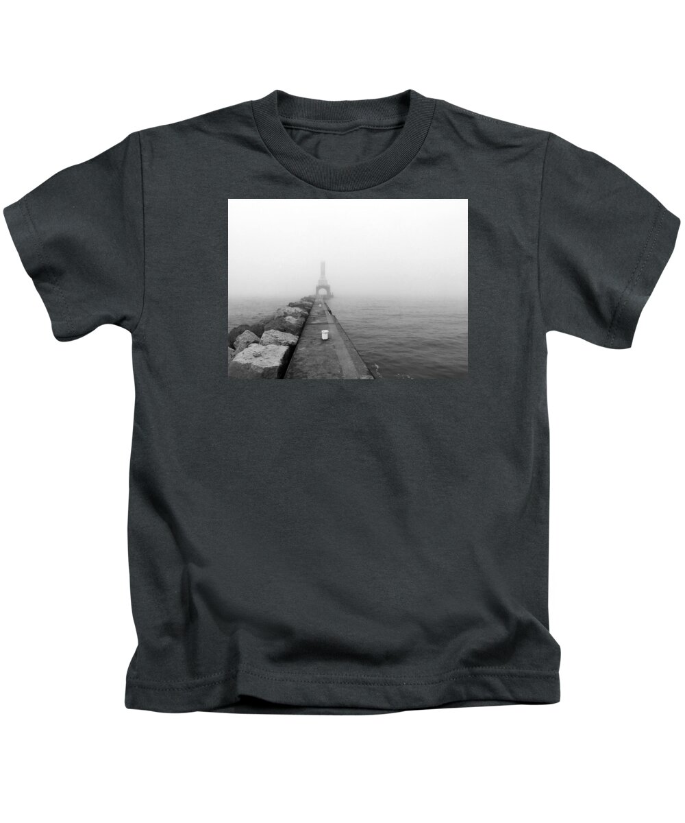 Lighthouse Kids T-Shirt featuring the photograph Port Washington, WI by Jeff Klingler