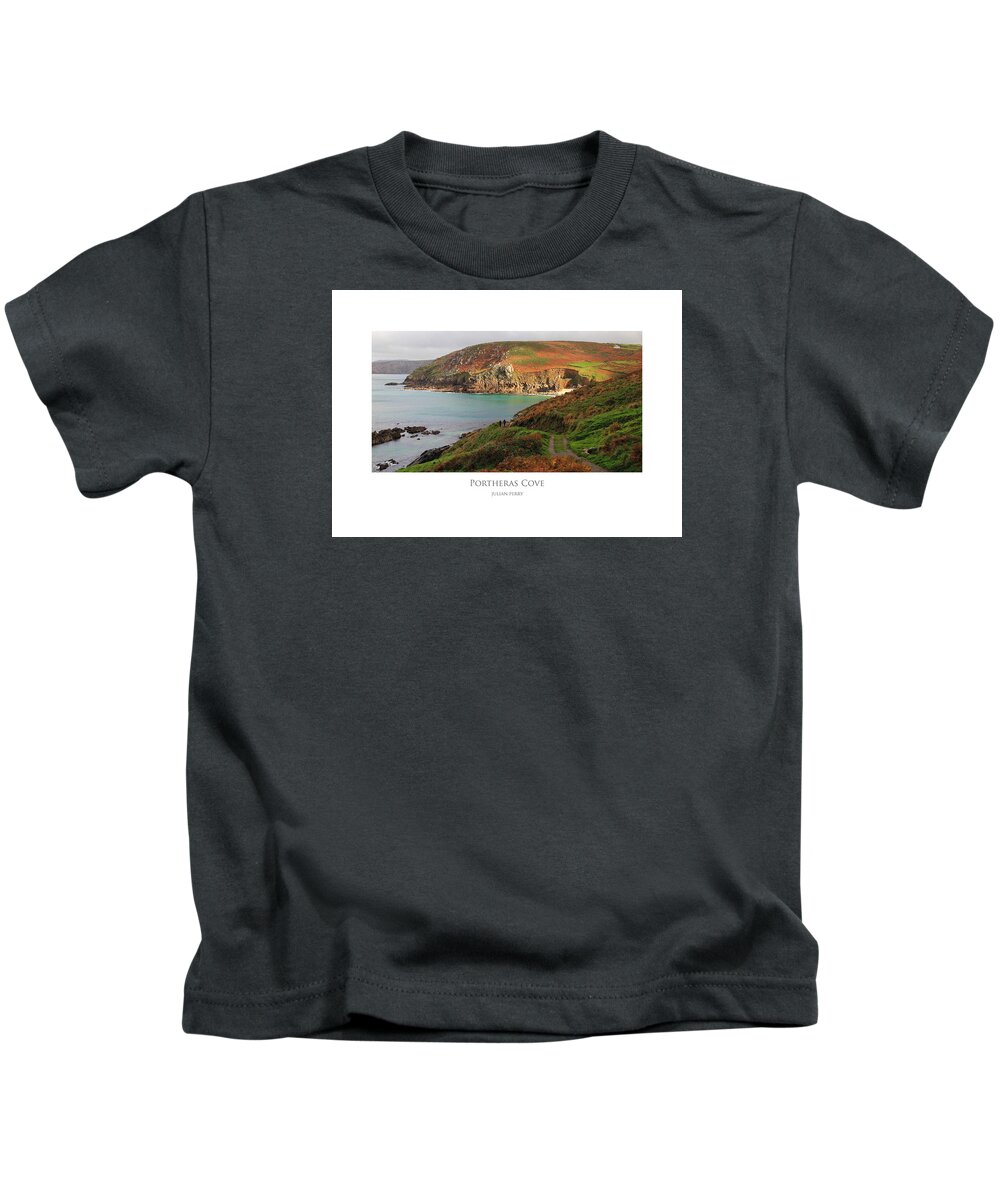 Cornwall Kids T-Shirt featuring the digital art Portheras Cove by Julian Perry