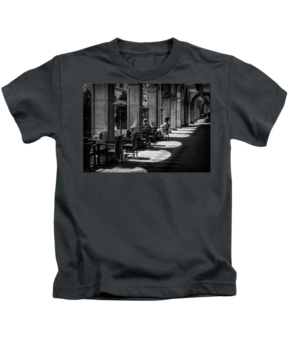 Andalusia Kids T-Shirt featuring the photograph Portico conversation by Usha Peddamatham