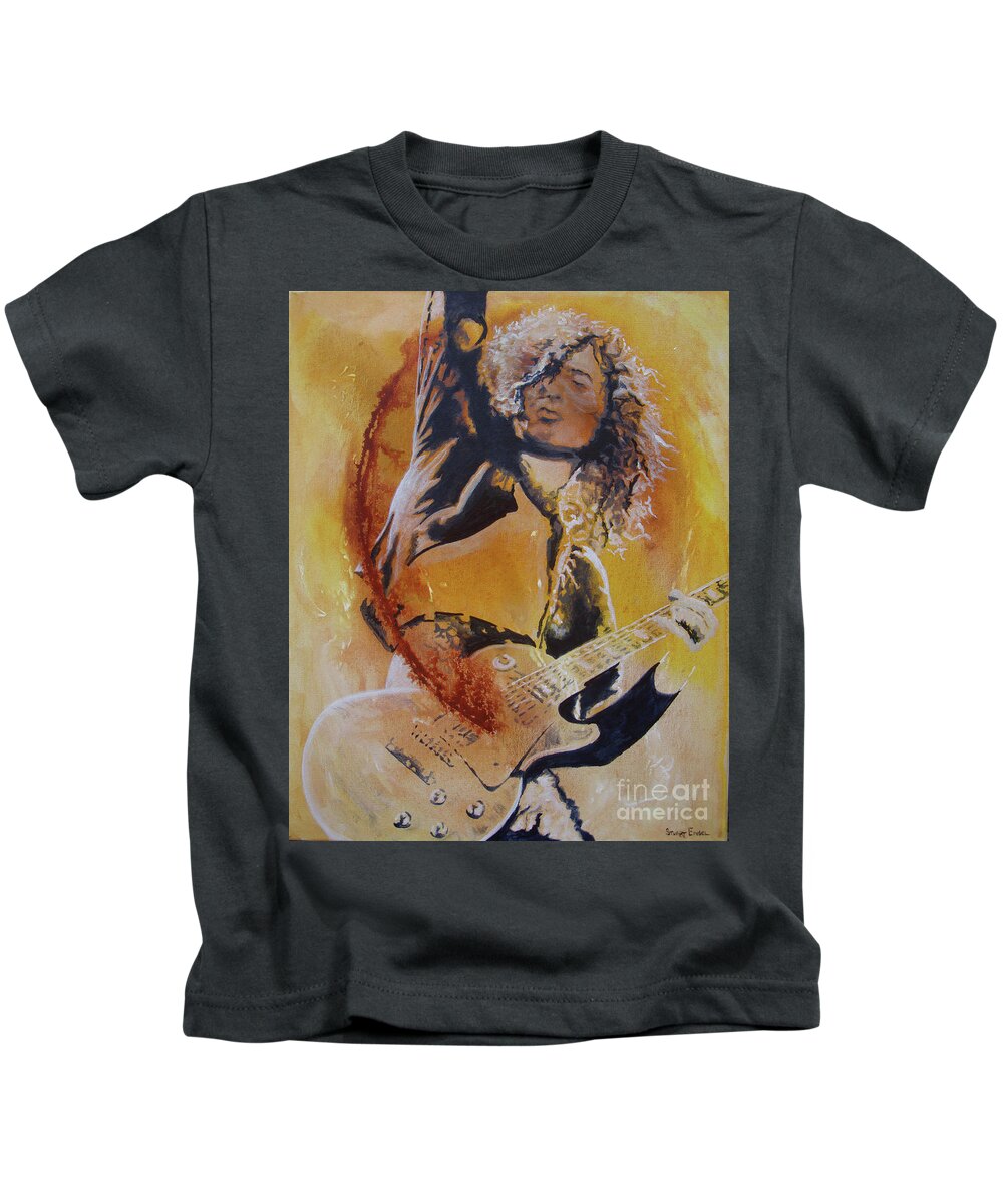 Led Zeppelin Kids T-Shirt featuring the painting Power Chord by Stuart Engel