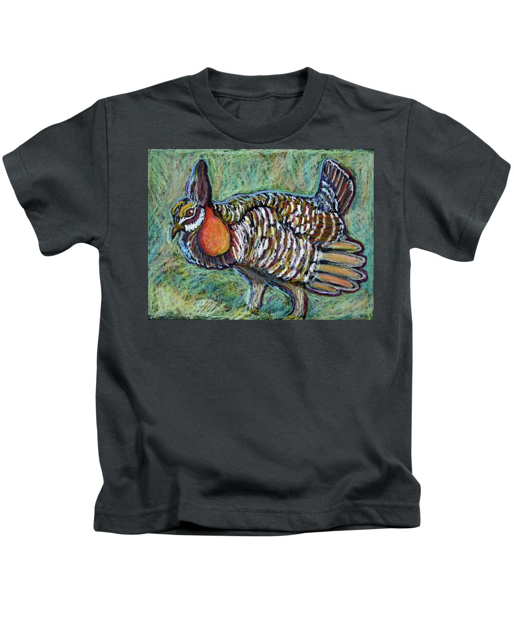 Prairie Chicken Kids T-Shirt featuring the painting Prairie Chicken by Ande Hall