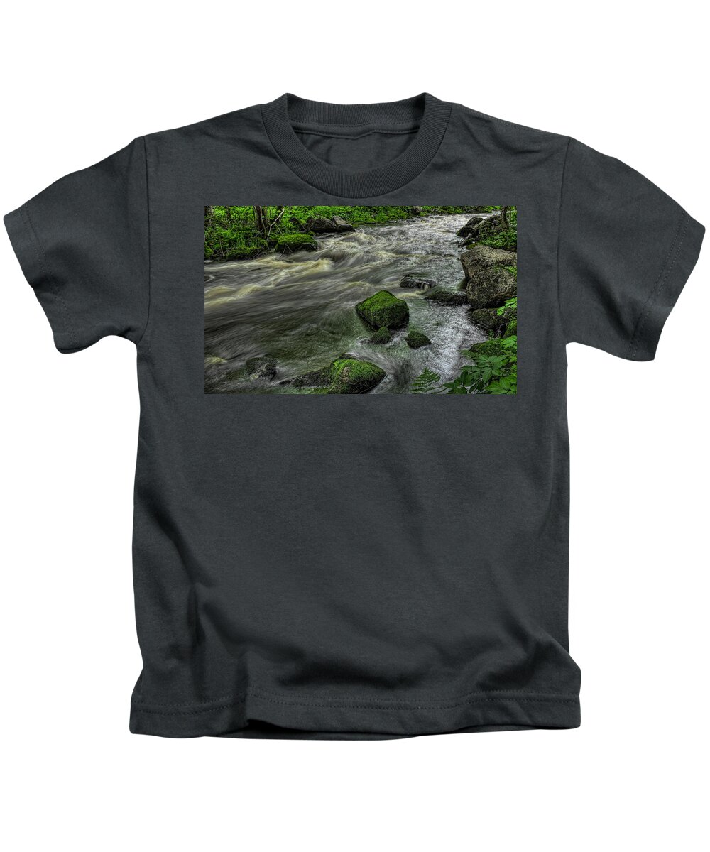 Prairie River Kids T-Shirt featuring the photograph Prairie River Meandering From the North by Dale Kauzlaric