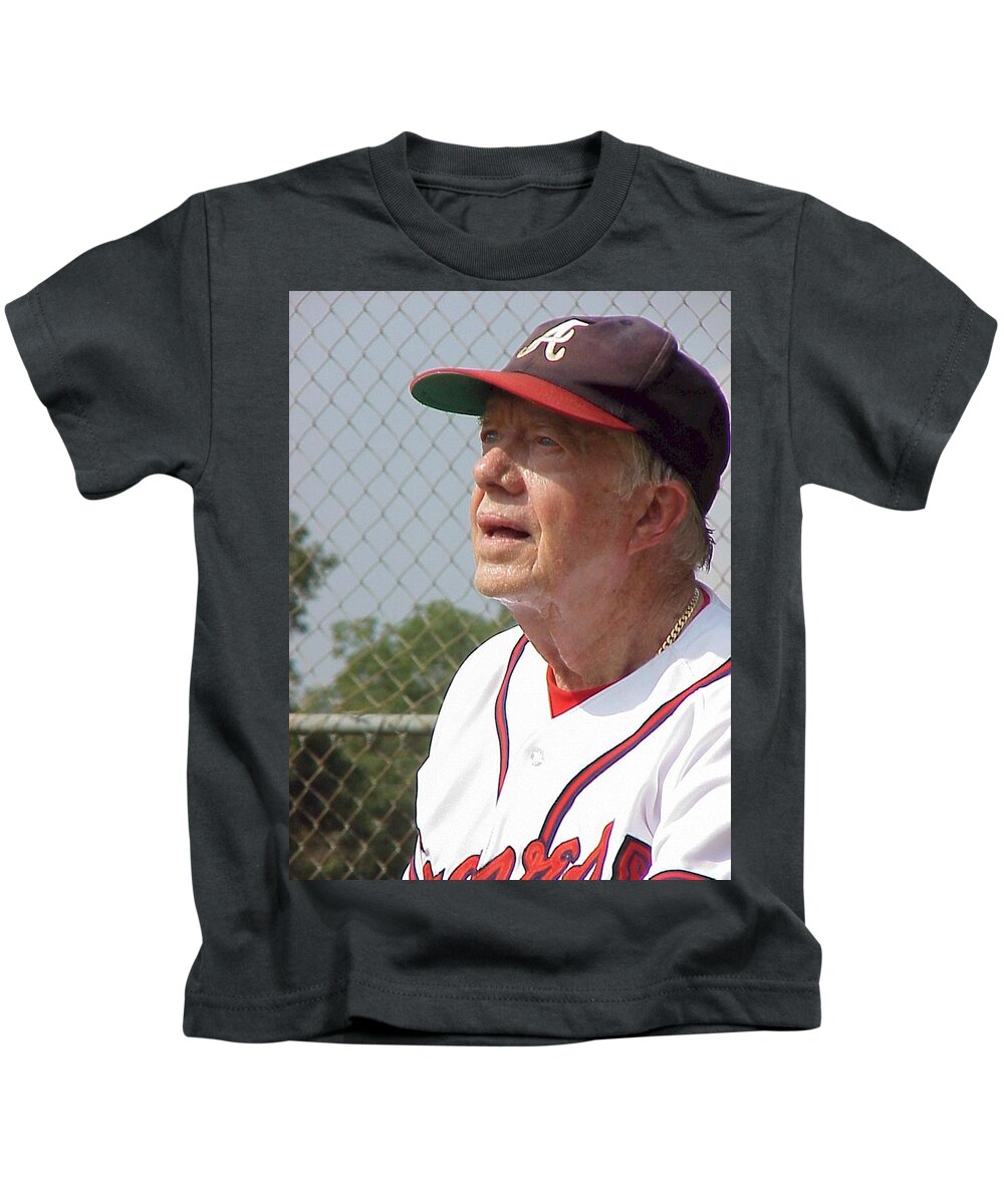 President Jimmy Carter - Atlanta Braves Jersey and Cap Kids T-Shirt by  Jerry Battle - Pixels