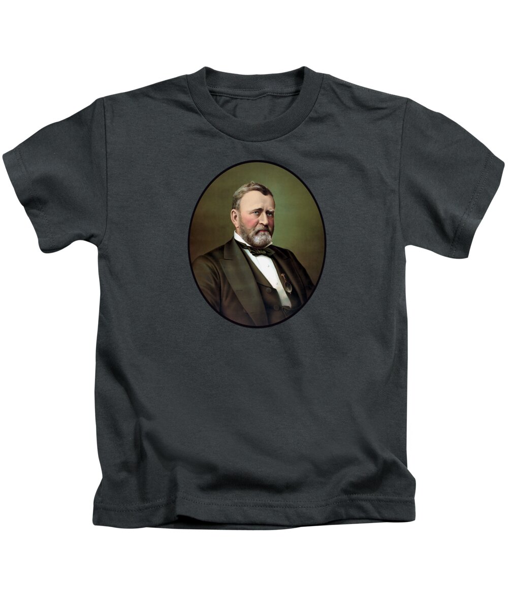 President Grant Kids T-Shirt featuring the painting President Ulysses S Grant Portrait by War Is Hell Store