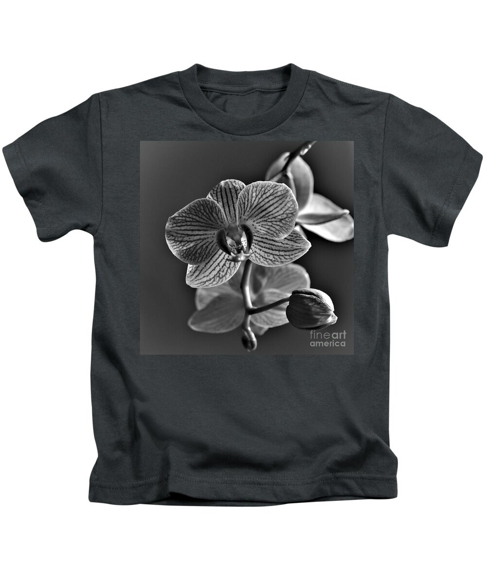 Orchid Kids T-Shirt featuring the photograph Pretty Orchid BW by Jeremy Hayden