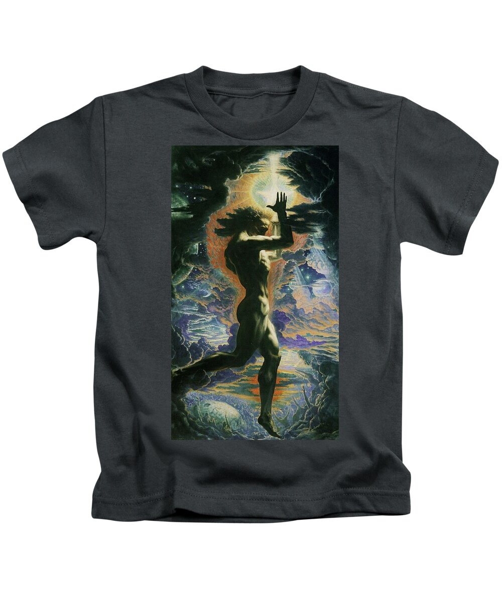 Prometheus Kids T-Shirt featuring the painting Prometheus by Jean Delville