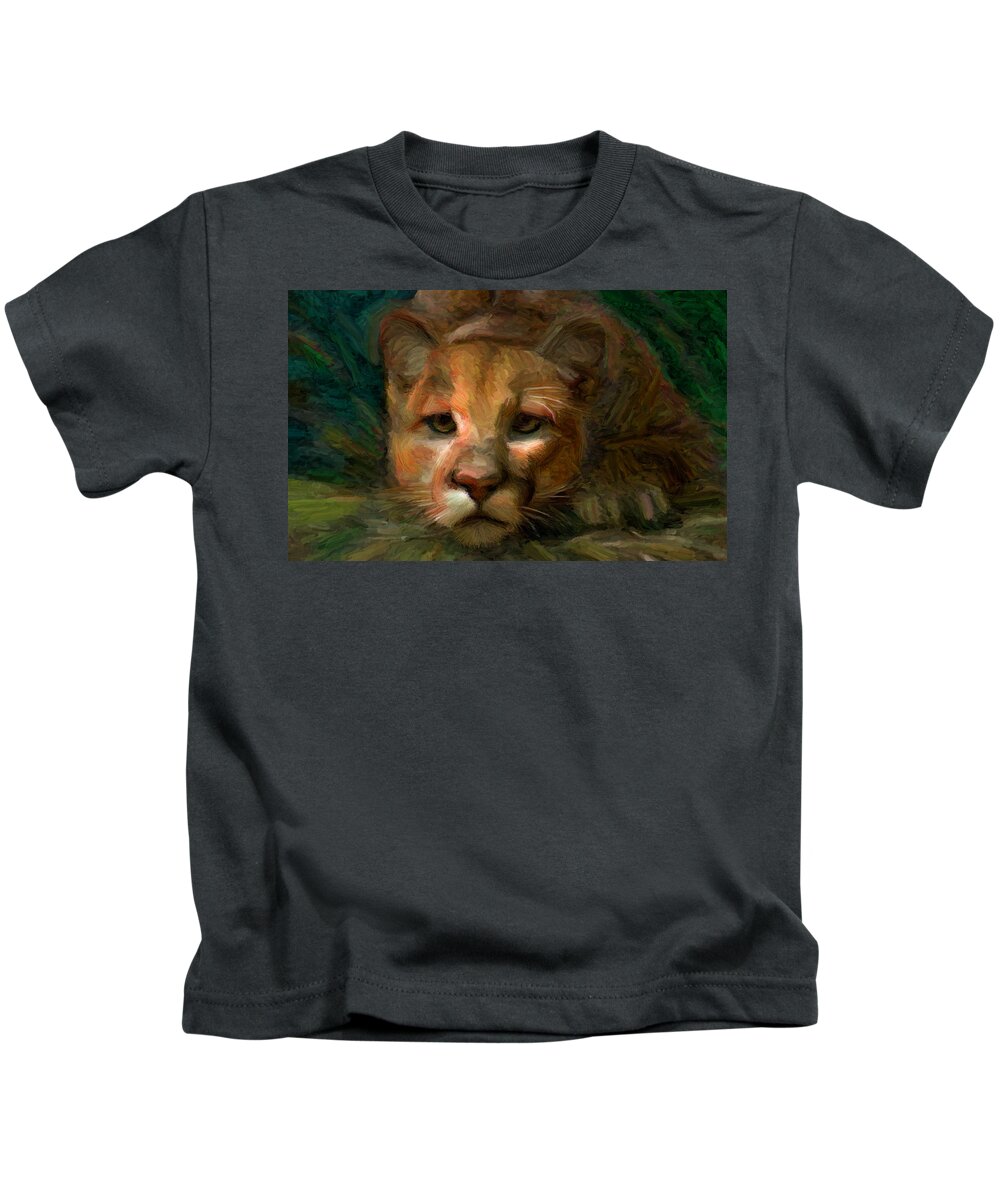 Puma Kids T-Shirt featuring the digital art Puma 1 by Caito Junqueira