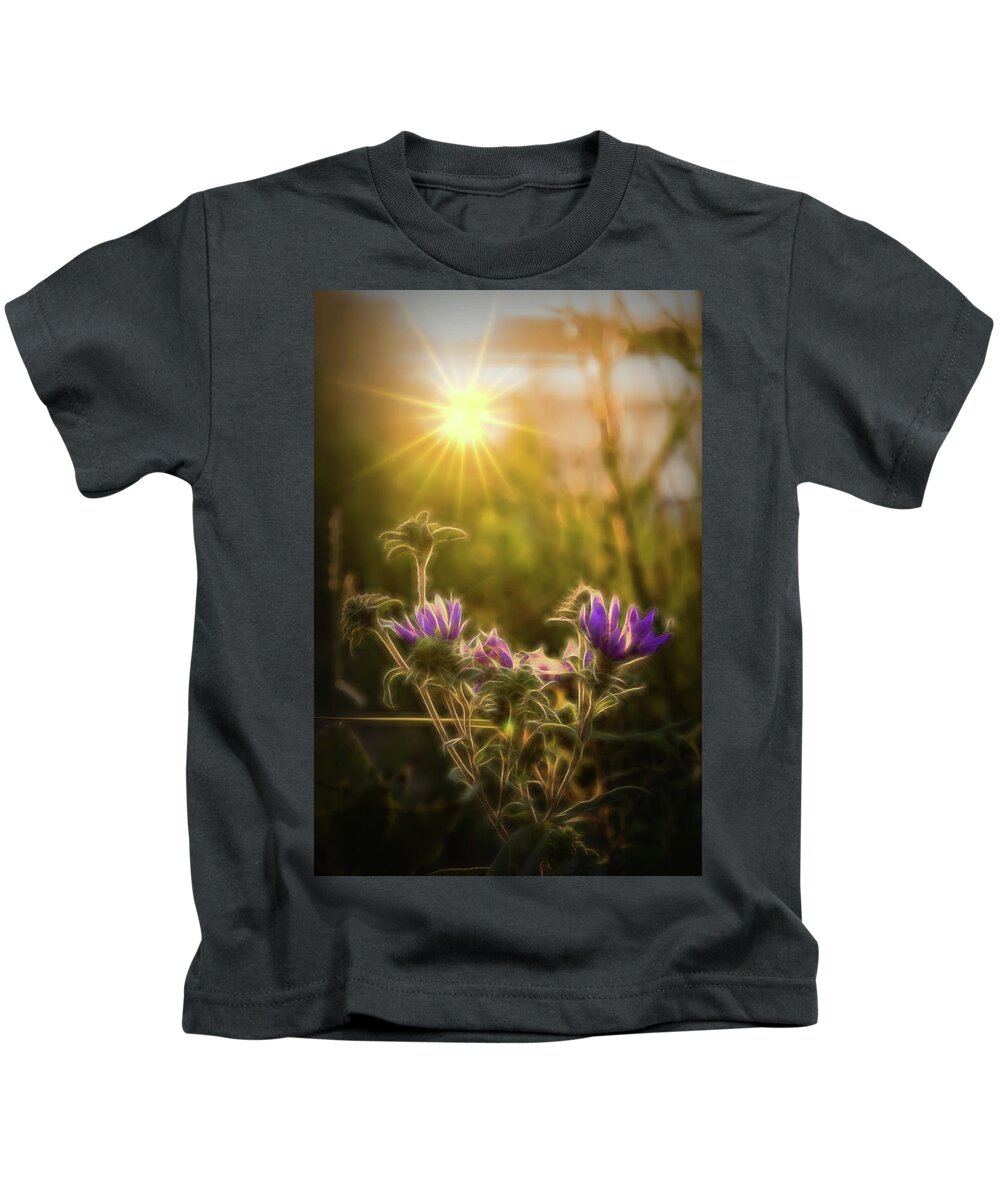Purple Aster Kids T-Shirt featuring the photograph Purple Aster Glow by Beth Venner