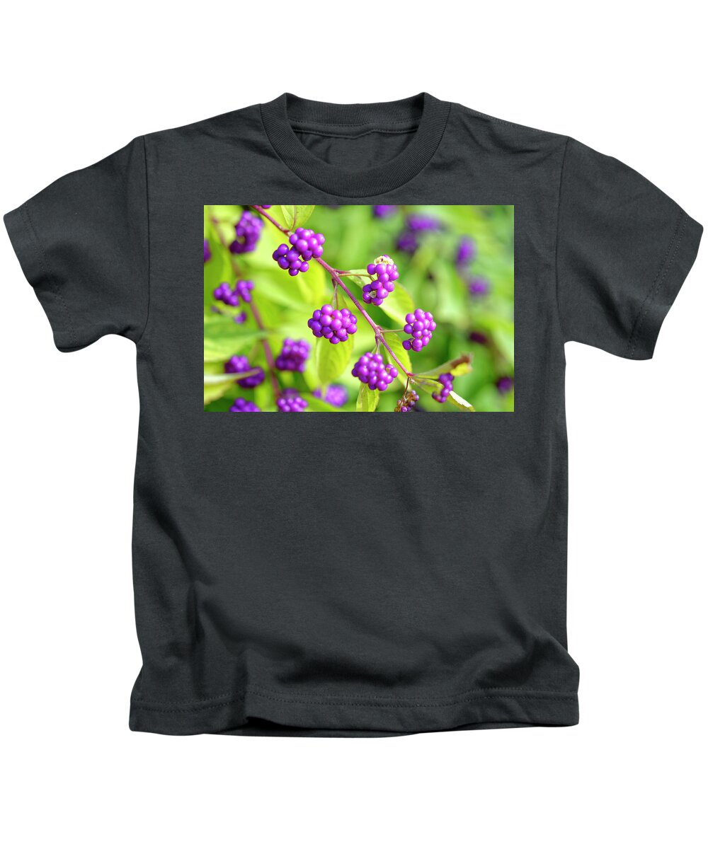 Berries Kids T-Shirt featuring the photograph Purple berries by Peter Ponzio