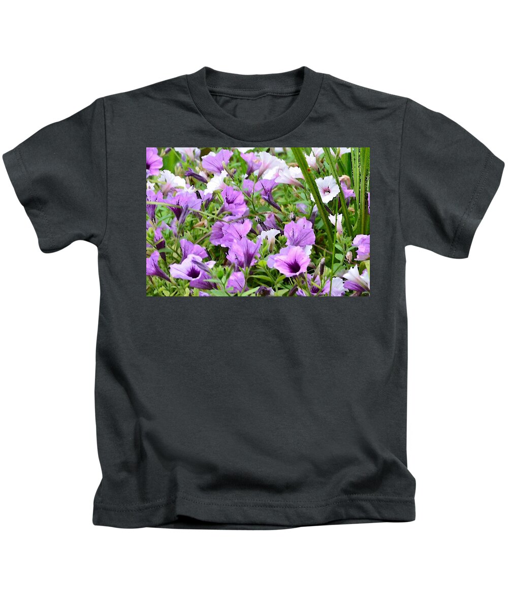 Flower Kids T-Shirt featuring the photograph Purple Petunias by Kim Bemis