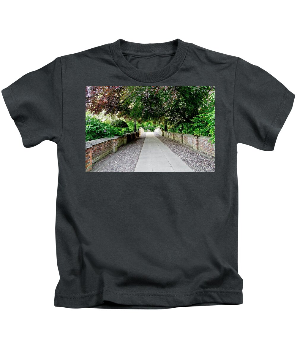 Clare College Kids T-Shirt featuring the photograph Quiet passage. by Elena Perelman