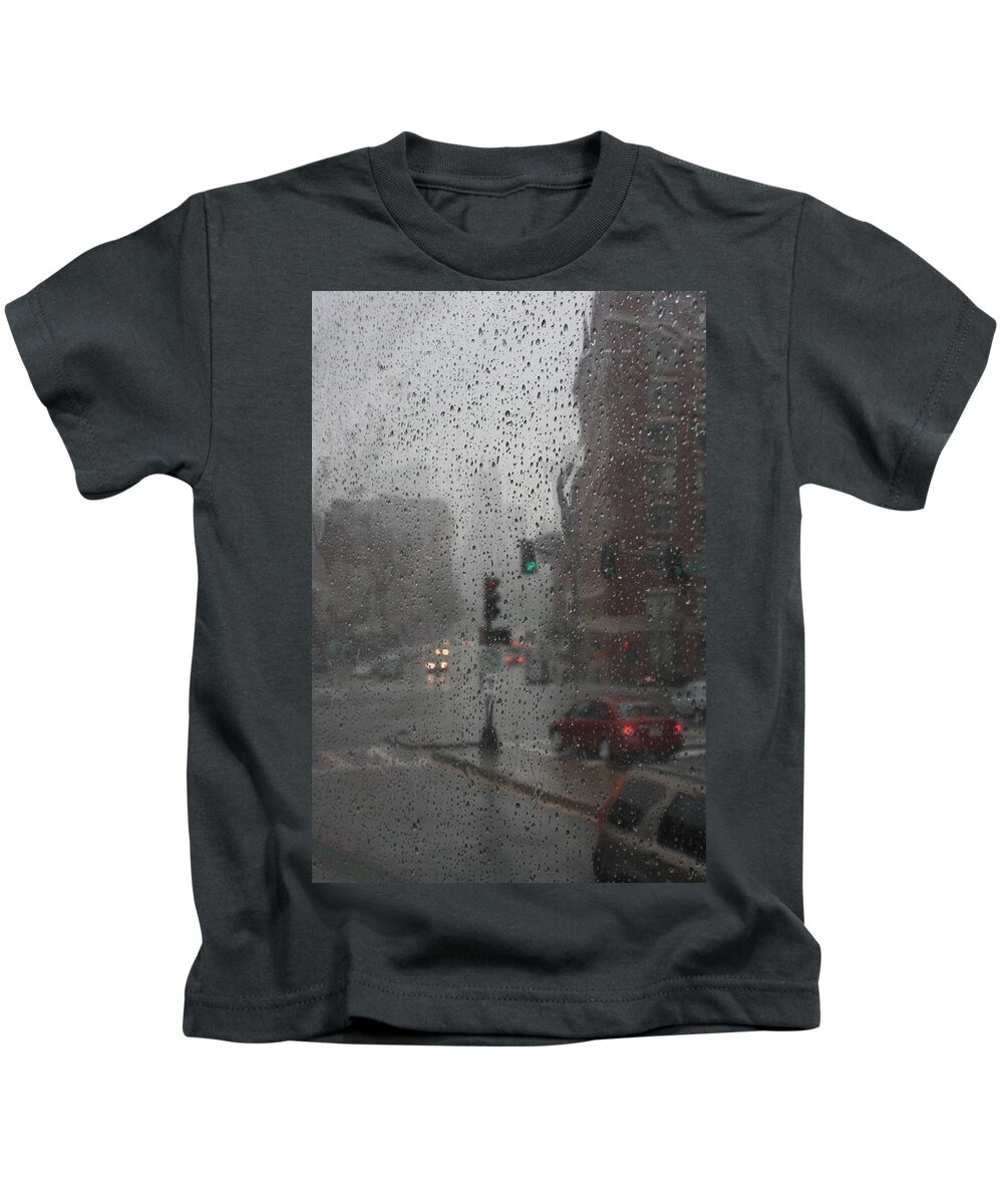 Cityscape Kids T-Shirt featuring the photograph Rainy Days in Boston by Julie Lueders 