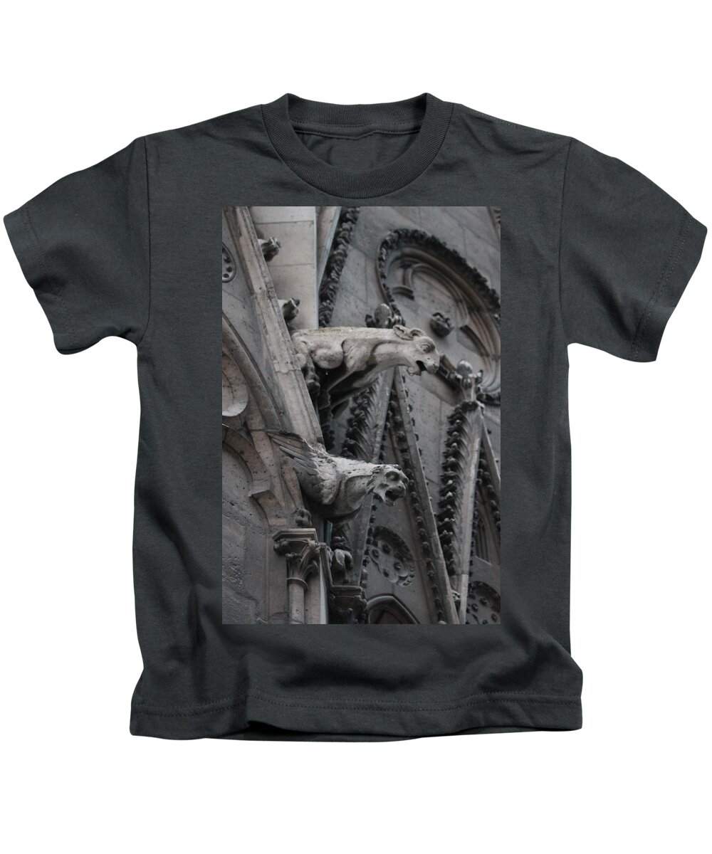 Ram Griffon Kids T-Shirt featuring the photograph Ram and Eagle Griffon Notre Dame by Christopher J Kirby