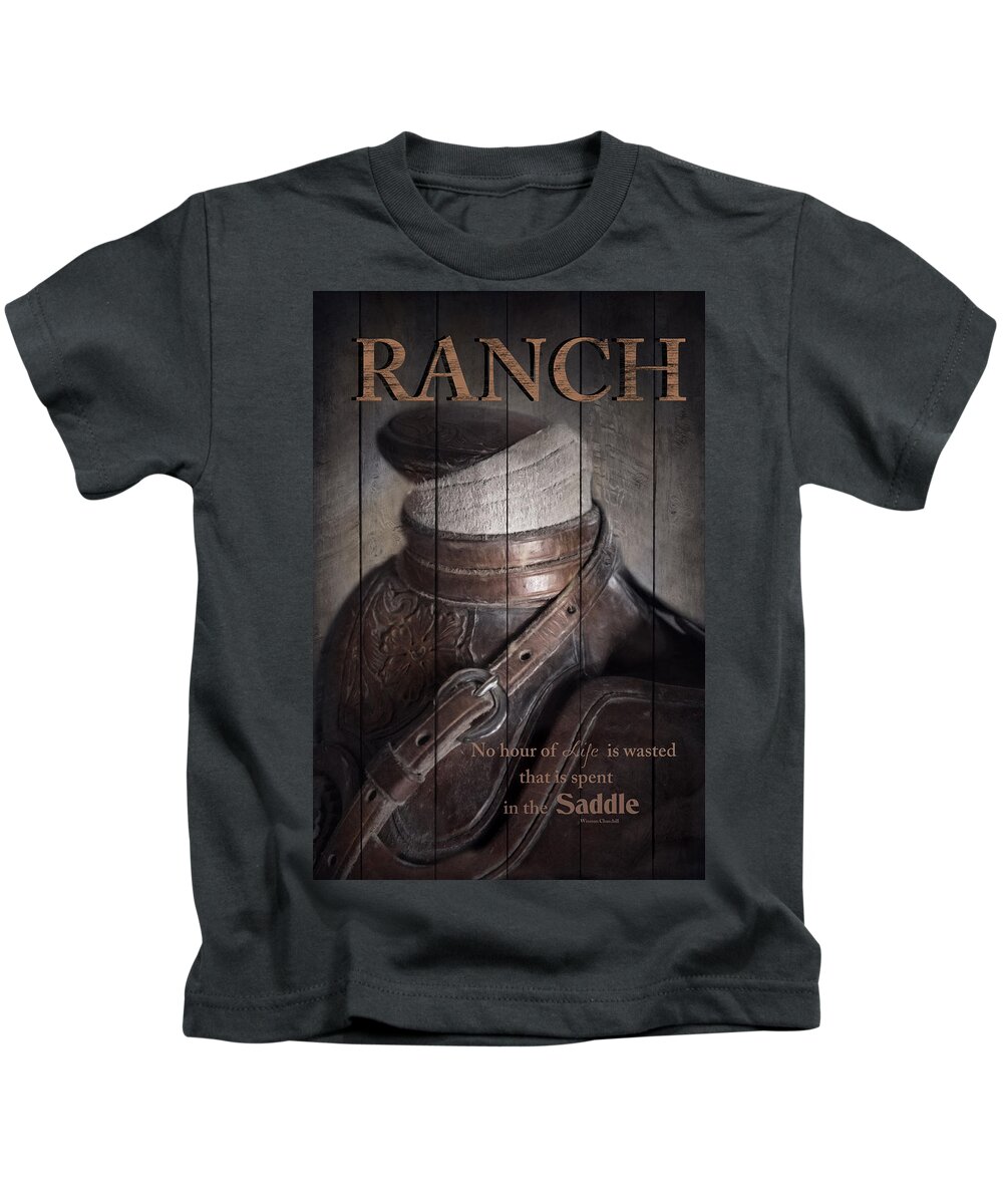 Saddle Kids T-Shirt featuring the photograph Ranch by Robin-Lee Vieira