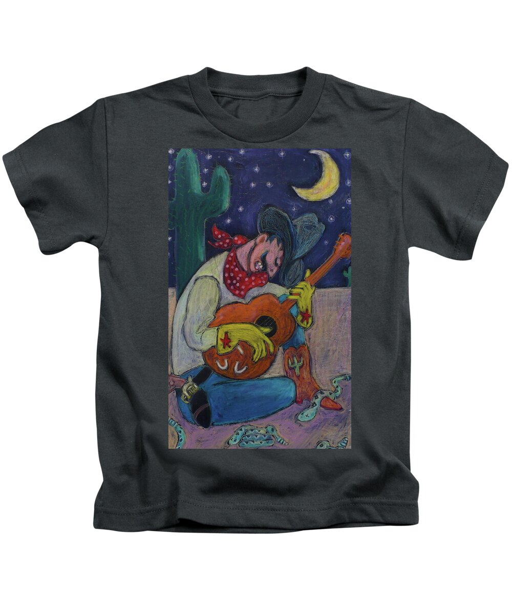 Painting Kids T-Shirt featuring the painting Rattlesnake Lullaby by Todd Peterson