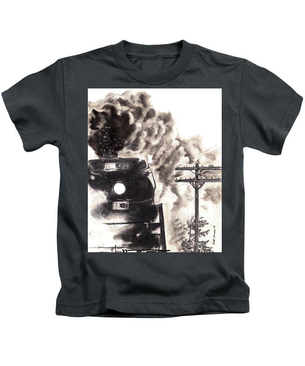 Train Kids T-Shirt featuring the painting Raw Energy by Anita Thomas