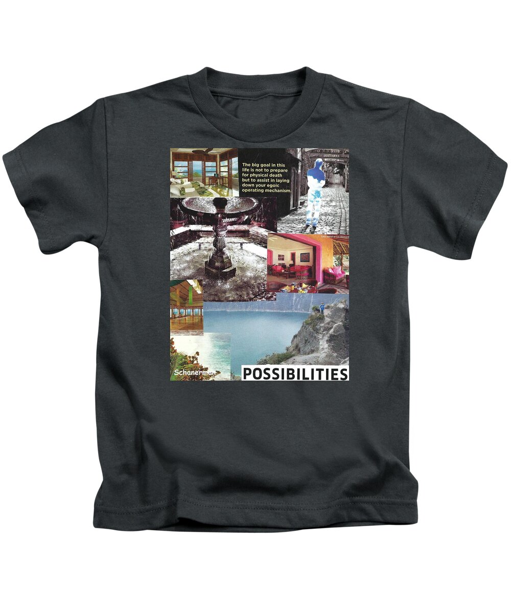 Collage Art Kids T-Shirt featuring the mixed media Realms of Possibility by Susan Schanerman