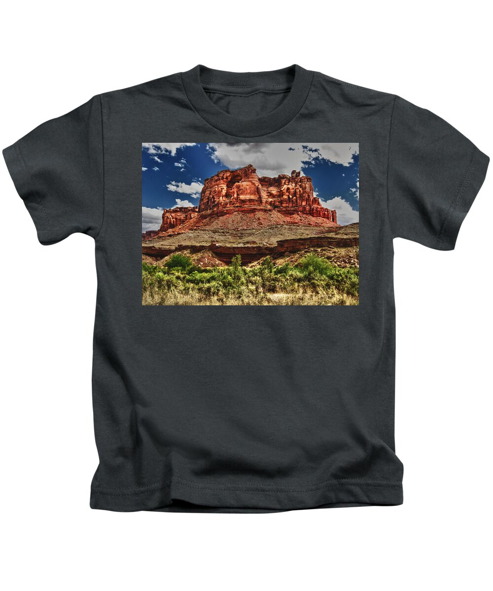 High Kids T-Shirt featuring the digital art Red Butte by Gary Baird