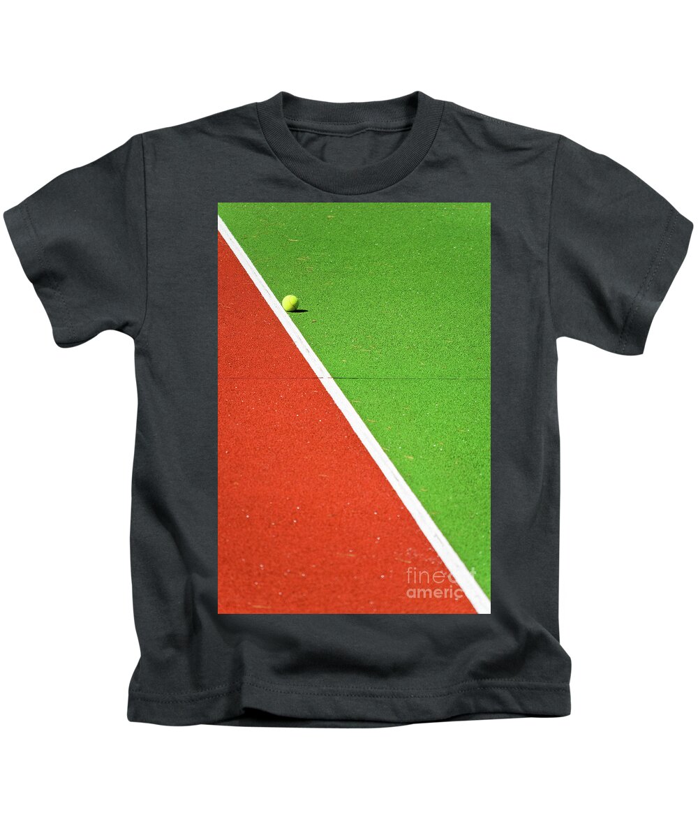 Tennis Kids T-Shirt featuring the photograph Red Green White Line and Tennis Ball by Silvia Ganora